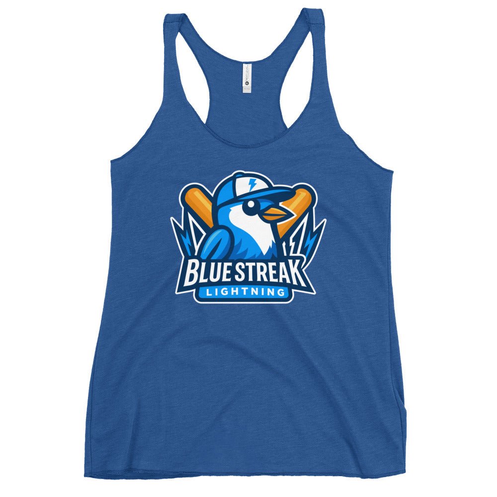Performance | Thin Racerback Tank Top | Blue Streak Lightning | Mascot Logo