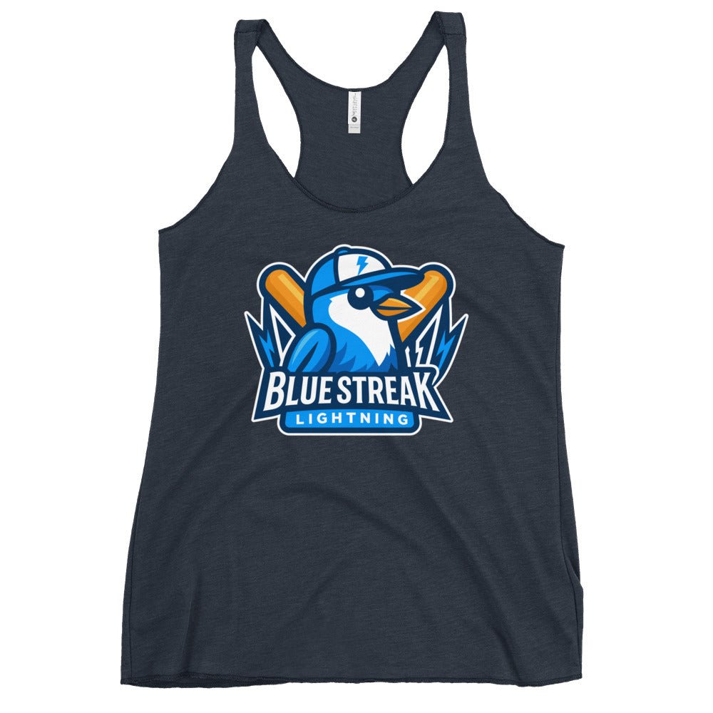 Performance | Thin Racerback Tank Top | Blue Streak Lightning | Mascot Logo