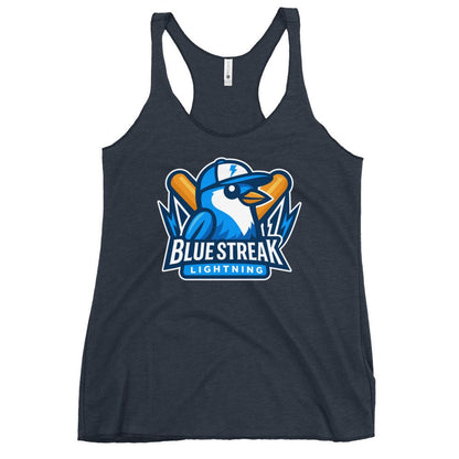 Performance | Thin Racerback Tank Top | Blue Streak Lightning | Mascot Logo