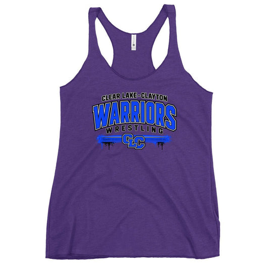 Performance | Thin Racerback Tank Top | Clear Lake - Clayton Wrestling | Warrior Crest Logo