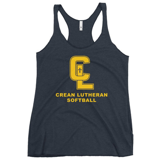 Performance | Thin Racerback Tank Top | Crean Lutheran Softball | Gold CL Softball Logo