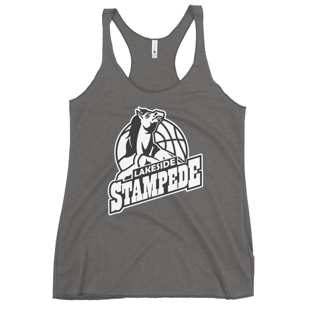 Performance | Thin Racerback Tank Top | Lakeside Stampede | Basketball Mascot Logo