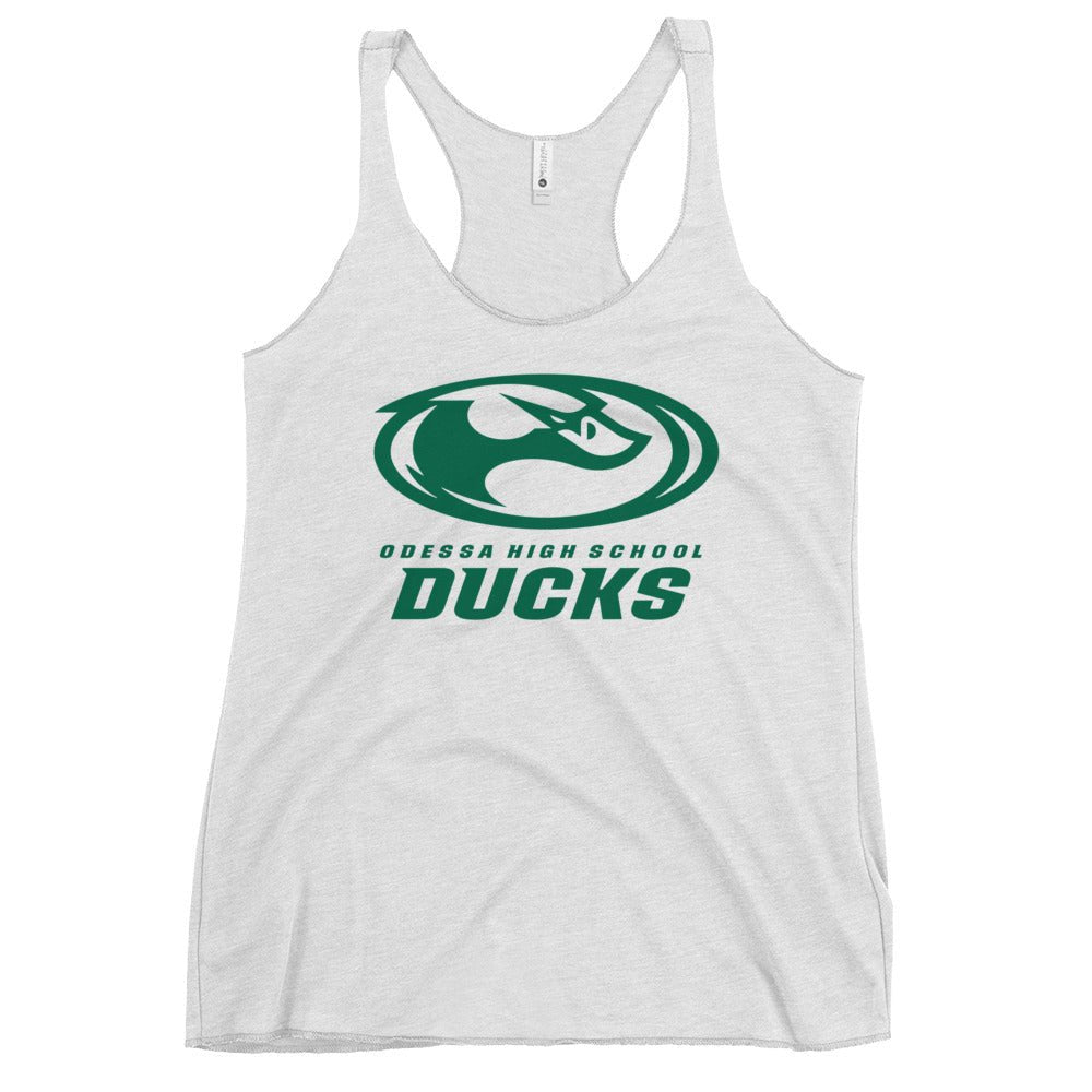 Performance | Thin Racerback Tank Top | Odessa Girls Lacrosse | Ducks Green Logo