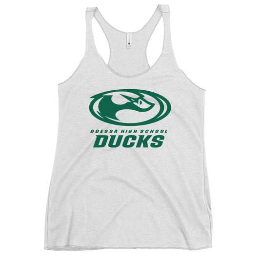 Performance | Thin Racerback Tank Top | Odessa Girls Lacrosse | Ducks Green Logo
