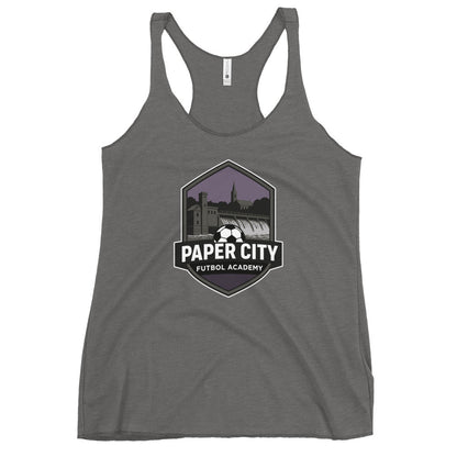 Performance | Thin Racerback Tank Top | Paper City Futbol Academy | Vanguard Shield Logo