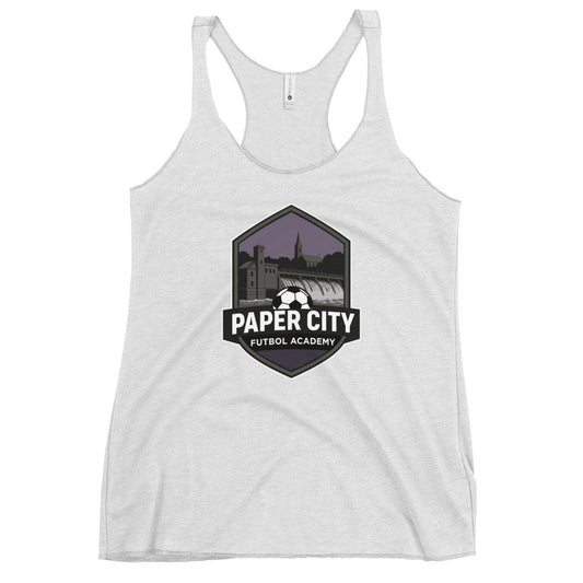 Performance | Thin Racerback Tank Top | Paper City Futbol Academy | Vanguard Shield Logo