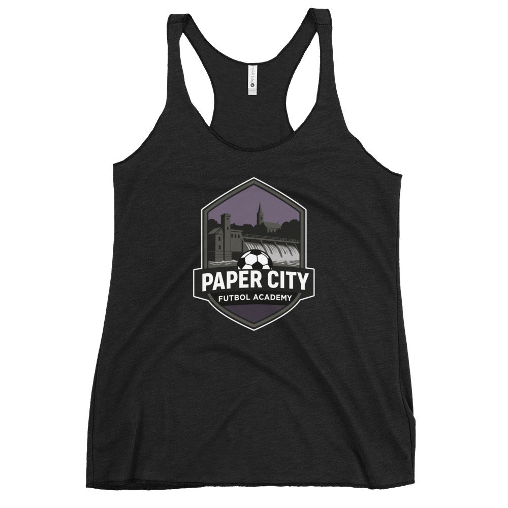 Performance | Thin Racerback Tank Top | Paper City Futbol Academy | Vanguard Shield Logo