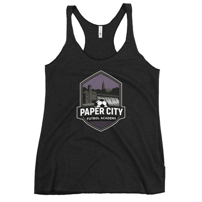 Performance | Thin Racerback Tank Top | Paper City Futbol Academy | Vanguard Shield Logo