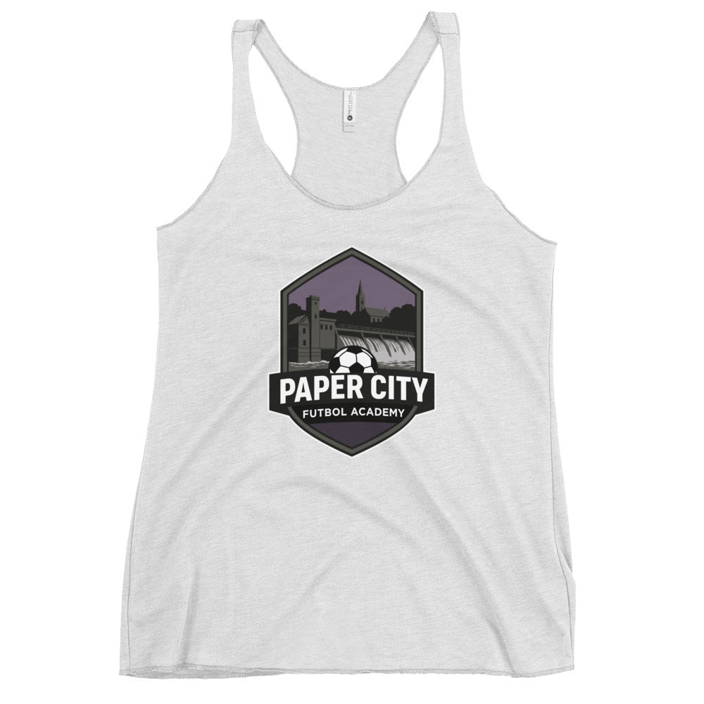 Performance | Thin Racerback Tank Top | Paper City Futbol Academy | Vanguard Shield Logo