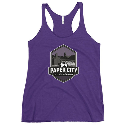 Performance | Thin Racerback Tank Top | Paper City Futbol Academy | Vanguard Shield Logo
