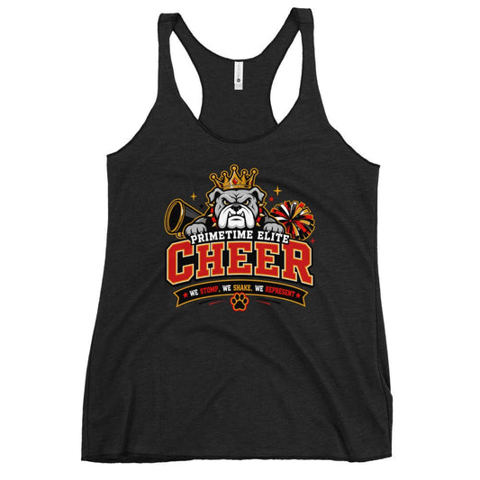 Performance | Thin Racerback Tank Top | PTE Bulldog Cheer | Crest Logo