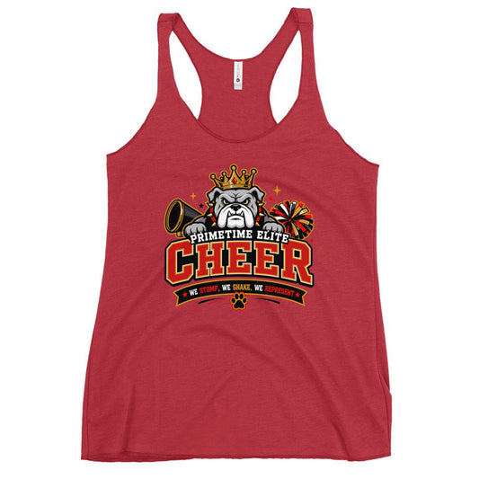 Performance | Thin Racerback Tank Top | PTE Bulldog Cheer | Crest Logo