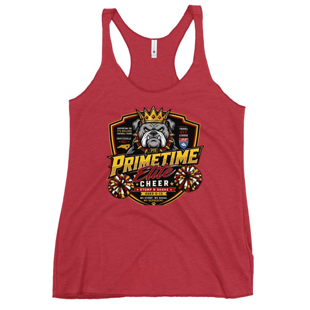 Performance | Thin Racerback Tank Top | PTE Bulldog Cheer | Shield Logo