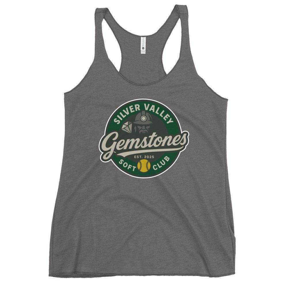 Performance | Thin Racerback Tank Top | Silver Valley Gemstones | Badge Logo