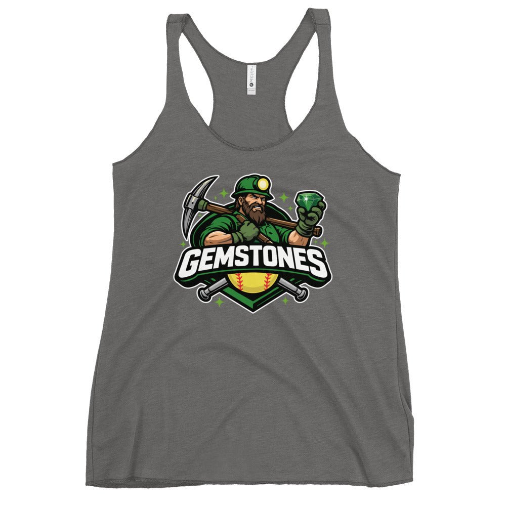Performance | Thin Racerback Tank Top | Silver Valley Gemstones | Emerald Valley Logo