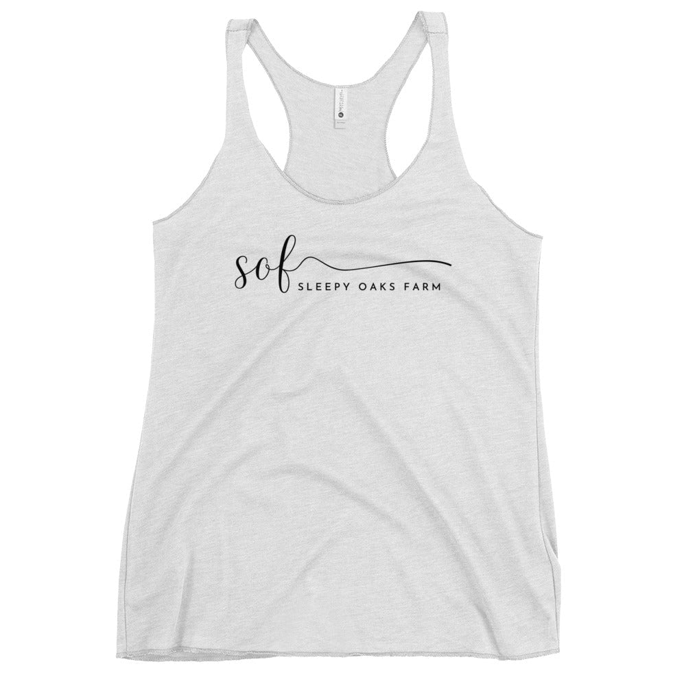 Performance | Thin Racerback Tank Top | Sleepy Oaks Farm | Script Logo
