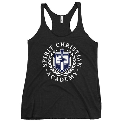 Performance | Thin Racerback Tank Top | Spirit Christian Academy | White Script Logo