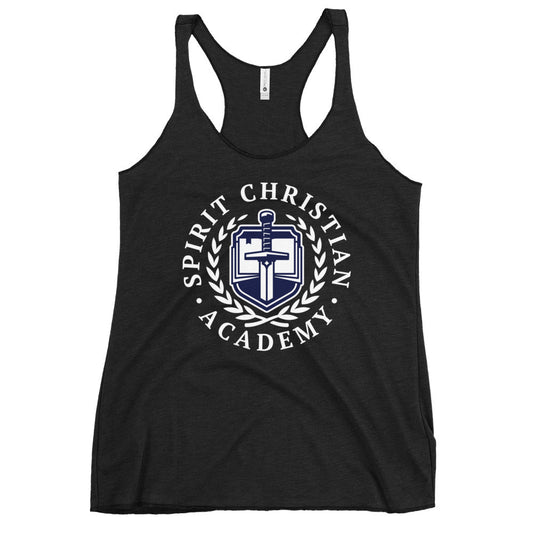 Performance | Thin Racerback Tank Top | Spirit Christian Academy | White Script Logo