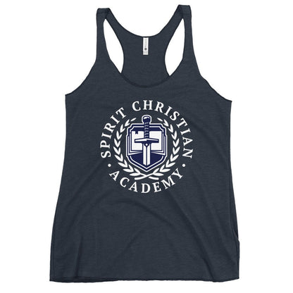 Performance | Thin Racerback Tank Top | Spirit Christian Academy | White Script Logo