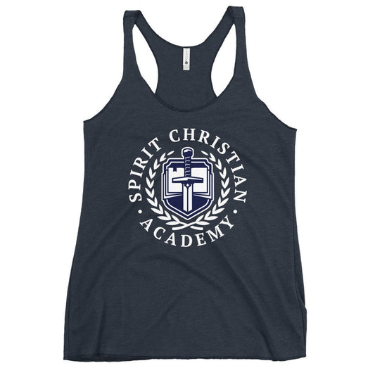 Performance | Thin Racerback Tank Top | Spirit Christian Academy | White Script Logo