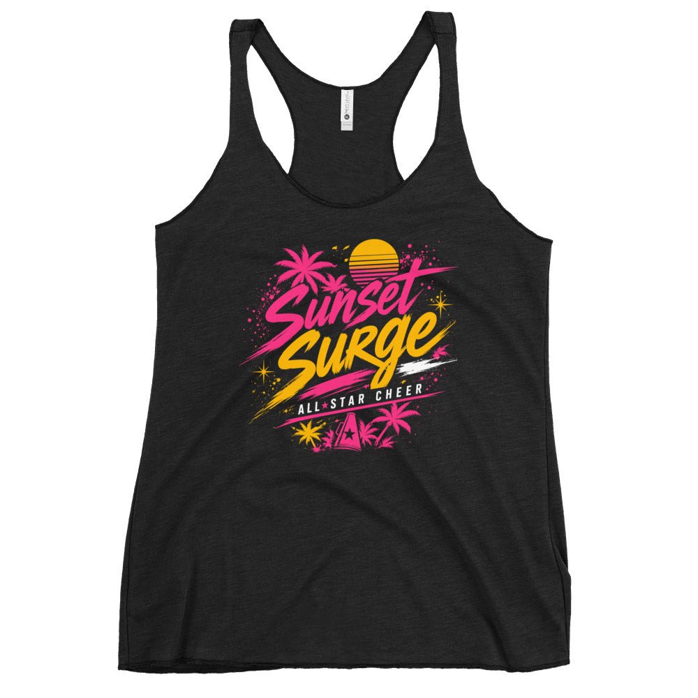 Performance | Thin Racerback Tank Top | Sunset Surge All-Star Cheerleading | Neon Palm Cheer Logo