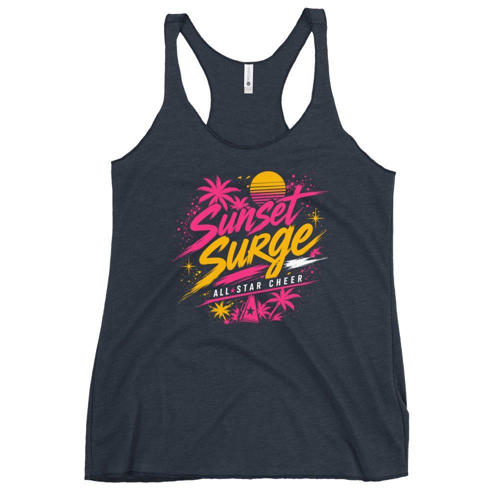 Performance | Thin Racerback Tank Top | Sunset Surge All-Star Cheerleading | Neon Palm Cheer Logo
