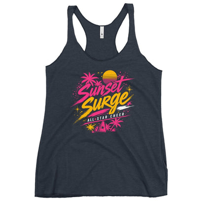 Performance | Thin Racerback Tank Top | Sunset Surge All-Star Cheerleading | Neon Palm Cheer Logo