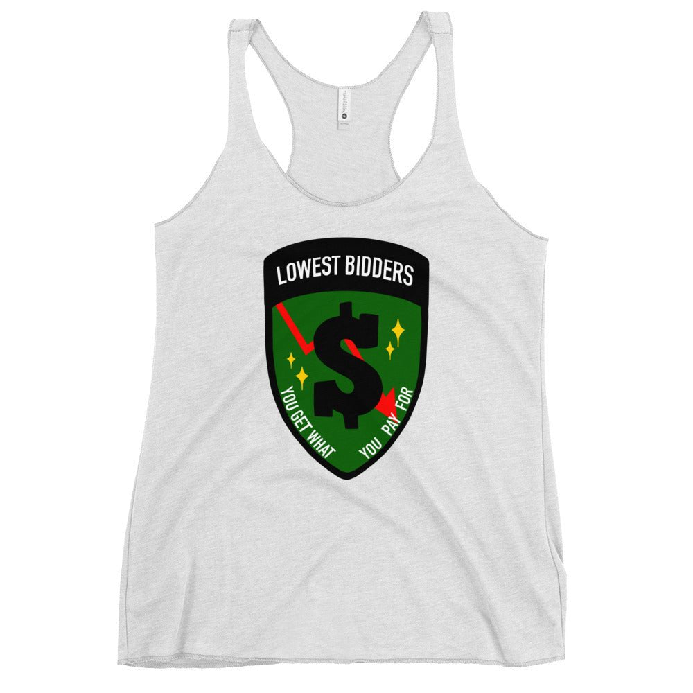Performance | Thin Racerback Tank Top | The Lowest Bidders | Emblem Logo