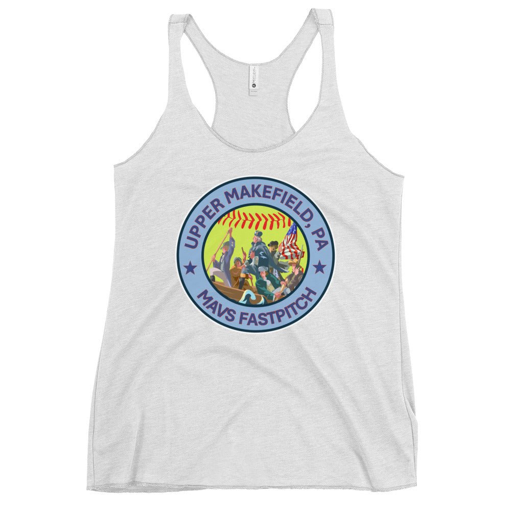 Performance | Thin Racerback Tank Top | Upper Makefield Mavs Fastpitch | Crossing Badge Logo