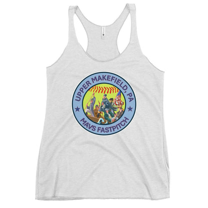 Performance | Thin Racerback Tank Top | Upper Makefield Mavs Fastpitch | Crossing Badge Logo
