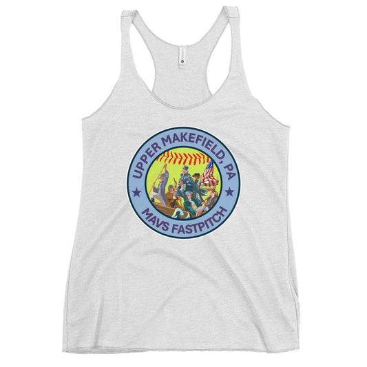 Performance | Thin Racerback Tank Top | Upper Makefield Mavs Fastpitch | Crossing Badge Logo