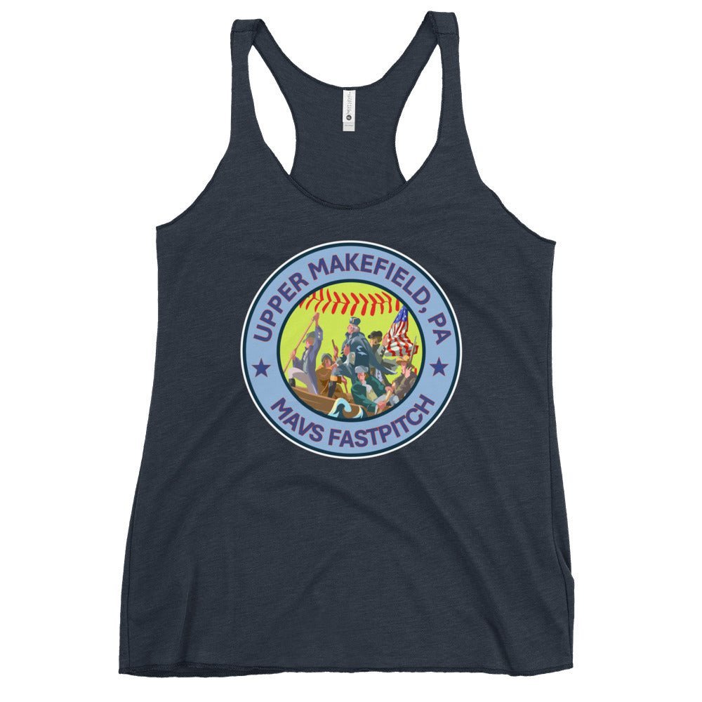 Performance | Thin Racerback Tank Top | Upper Makefield Mavs Fastpitch | Crossing Badge Logo