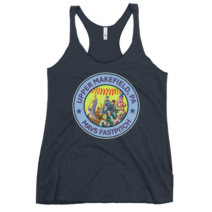 Performance | Thin Racerback Tank Top | Upper Makefield Mavs Fastpitch | Crossing Badge Logo
