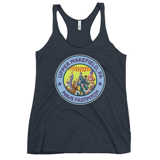 Performance | Thin Racerback Tank Top | Upper Makefield Mavs Fastpitch | Crossing Badge Logo