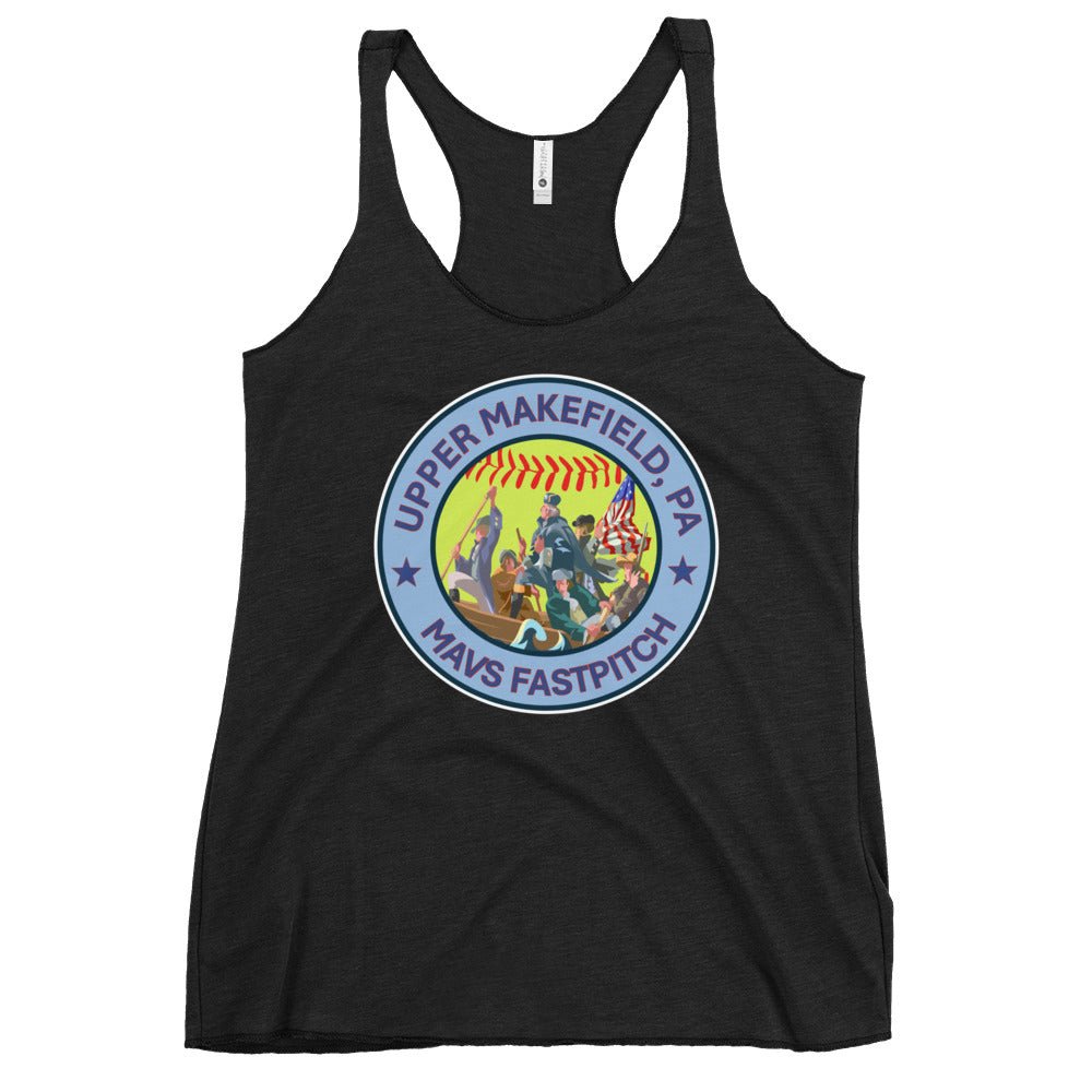 Performance | Thin Racerback Tank Top | Upper Makefield Mavs Fastpitch | Crossing Badge Logo