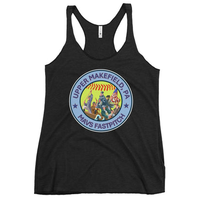 Performance | Thin Racerback Tank Top | Upper Makefield Mavs Fastpitch | Crossing Badge Logo