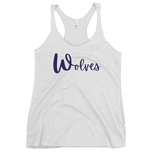 Performance | Thin Racerback Tank Top | White Mountain School | Script Logo