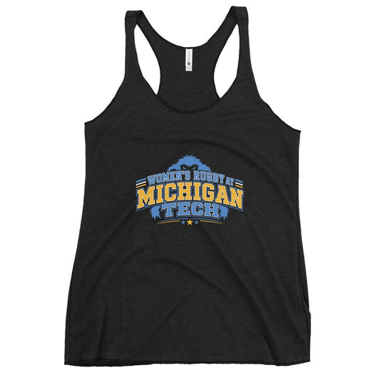 Performance | Thin Racerback Tank Top | Women’s Rugby at Michigan Tech | Varsity Crest Logo