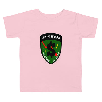 Performance | Toddler T-Shirt | The Lowest Bidders | Emblem Logo