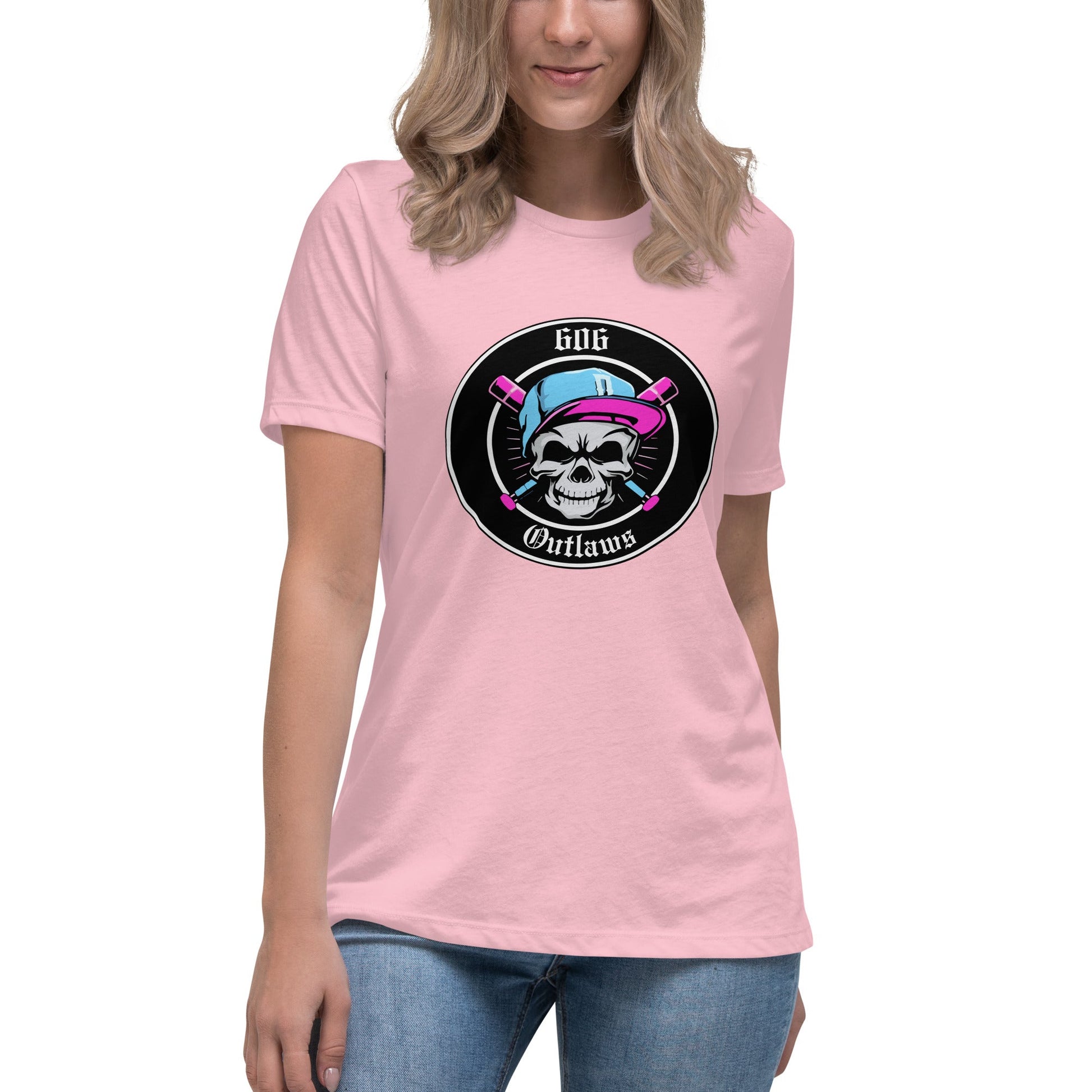 Performance | Women's Relaxed T Shirt | 606 Outlaws Baseball | Badge Logo