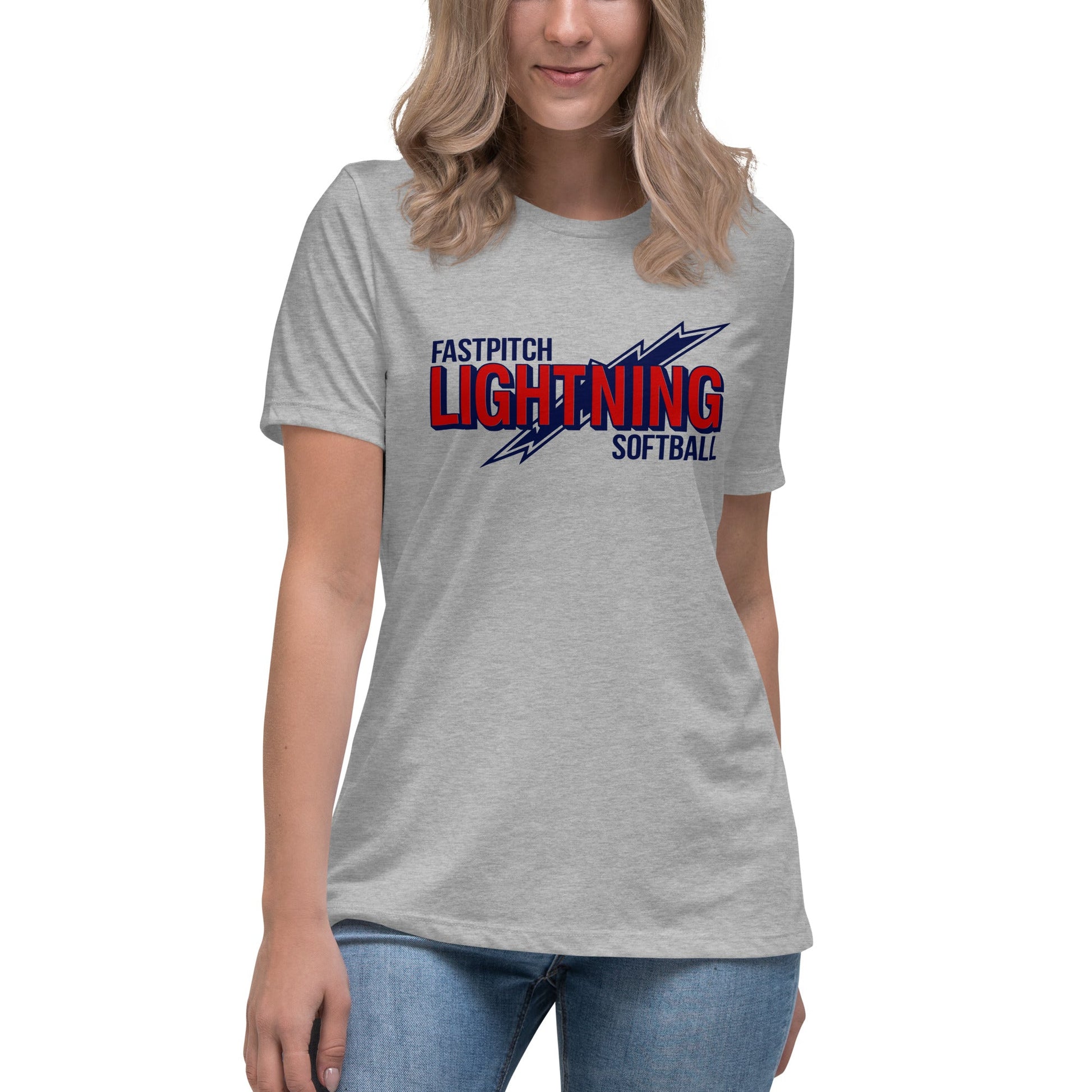 Performance | Women's Relaxed T Shirt | Amherst Lightning Softball | Lightning Logo