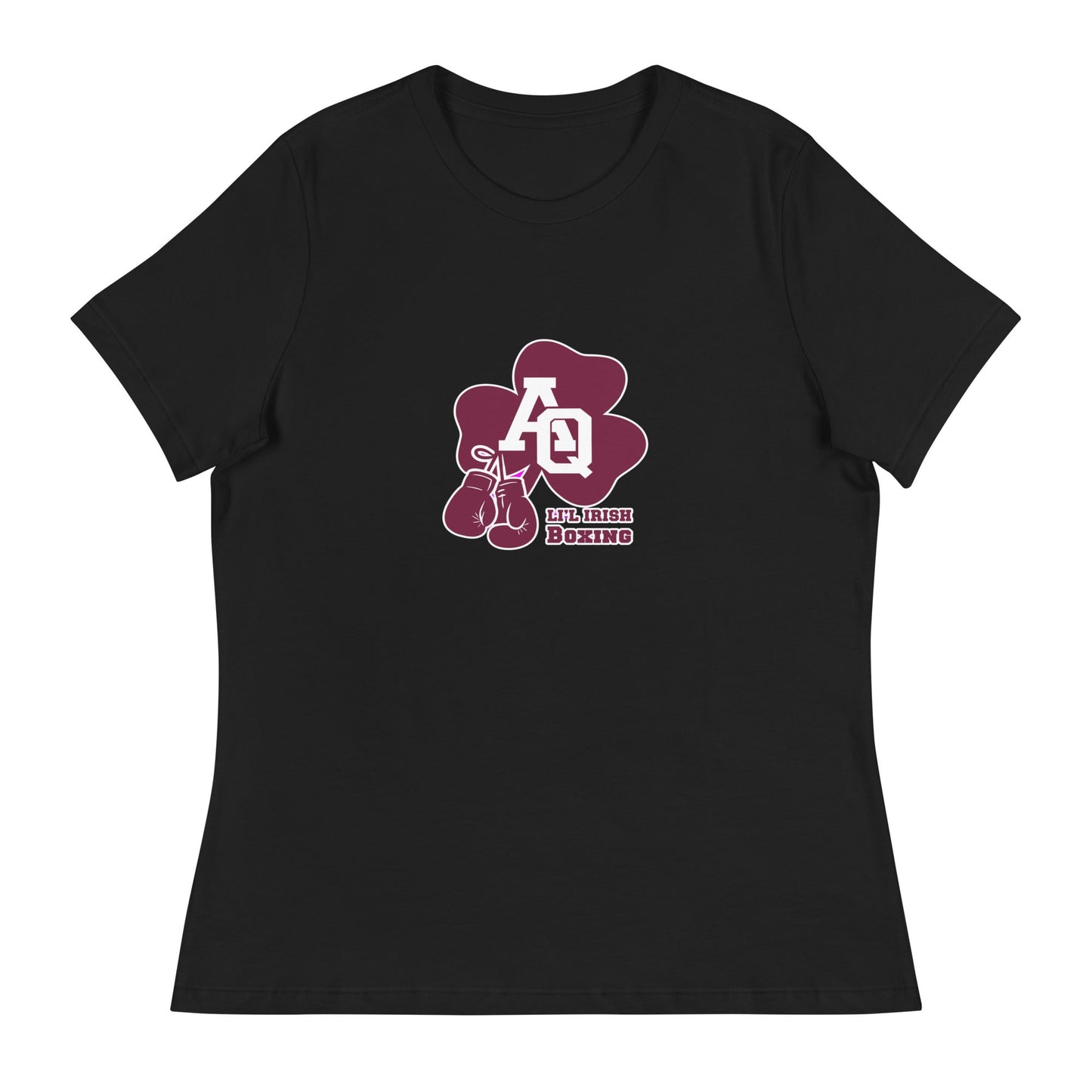 Performance | Women's Relaxed T Shirt | Aquinas Li’l Irish Boxing | AQ Shamrock Logo