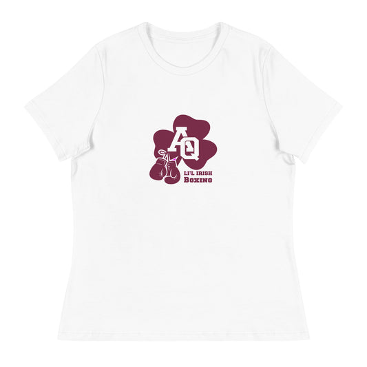 Performance | Women's Relaxed T Shirt | Aquinas Li’l Irish Boxing | AQ Shamrock Logo