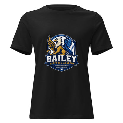 Performance | Women's Relaxed T Shirt | Bailey Baseball Academy | Shield Logo