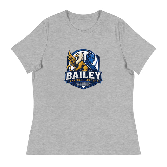 Performance | Women's Relaxed T Shirt | Bailey Baseball Academy | Shield Logo