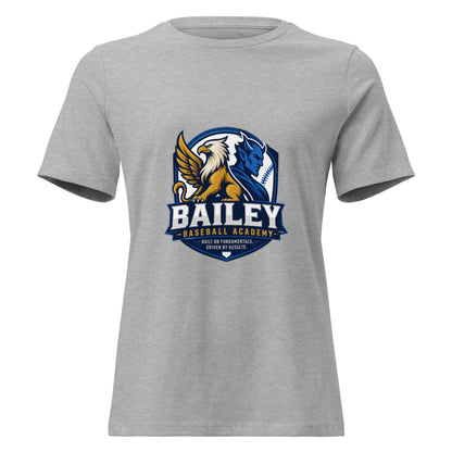 Performance | Women's Relaxed T Shirt | Bailey Baseball Academy | Shield Logo