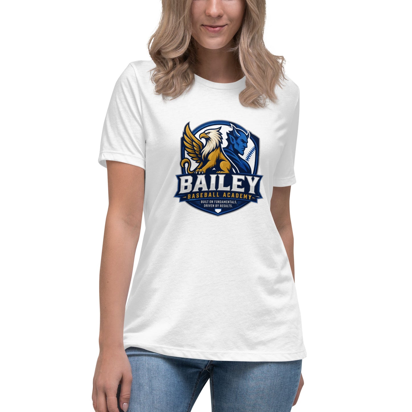 Performance | Women's Relaxed T Shirt | Bailey Baseball Academy | Shield Logo