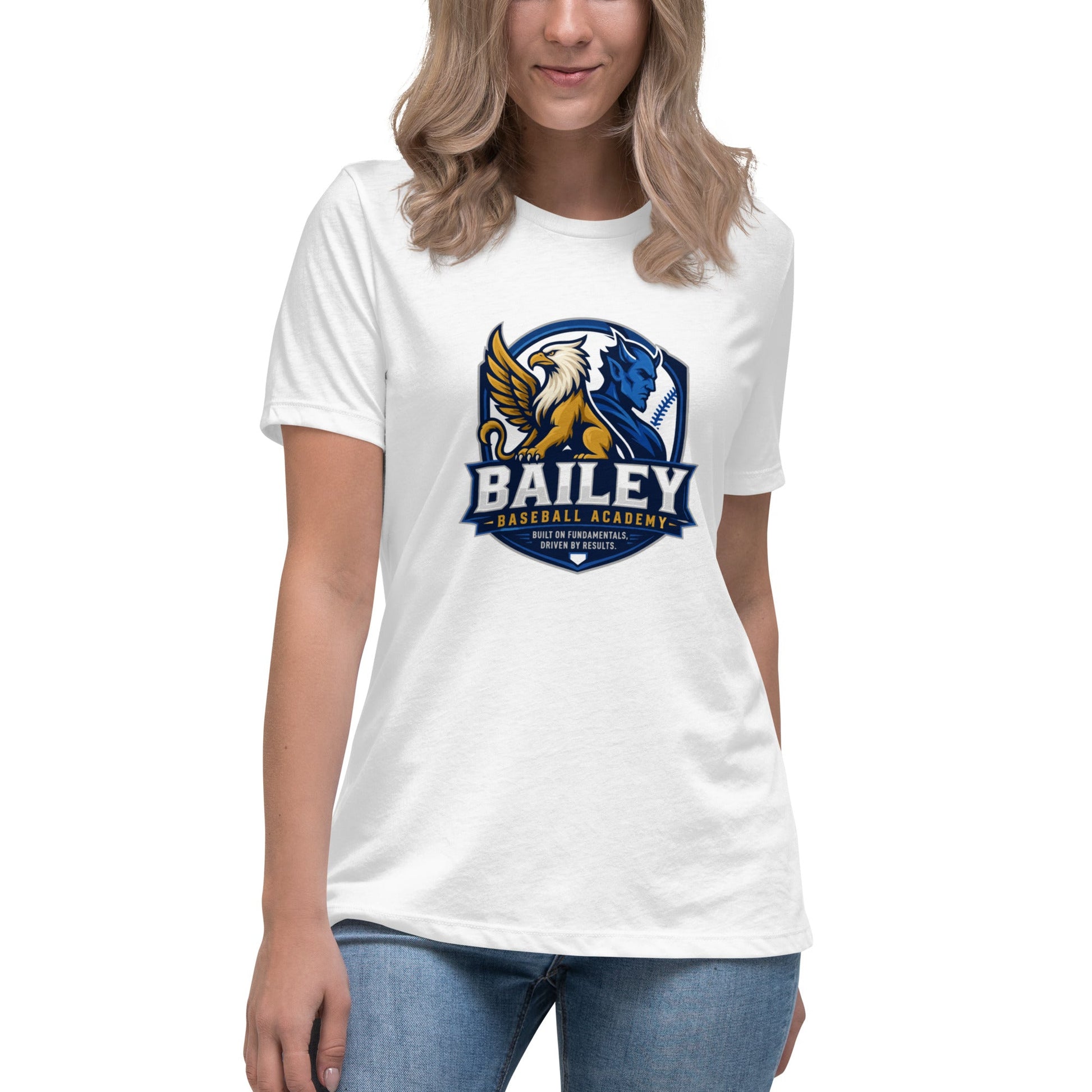 Performance | Women's Relaxed T Shirt | Bailey Baseball Academy | Shield Logo