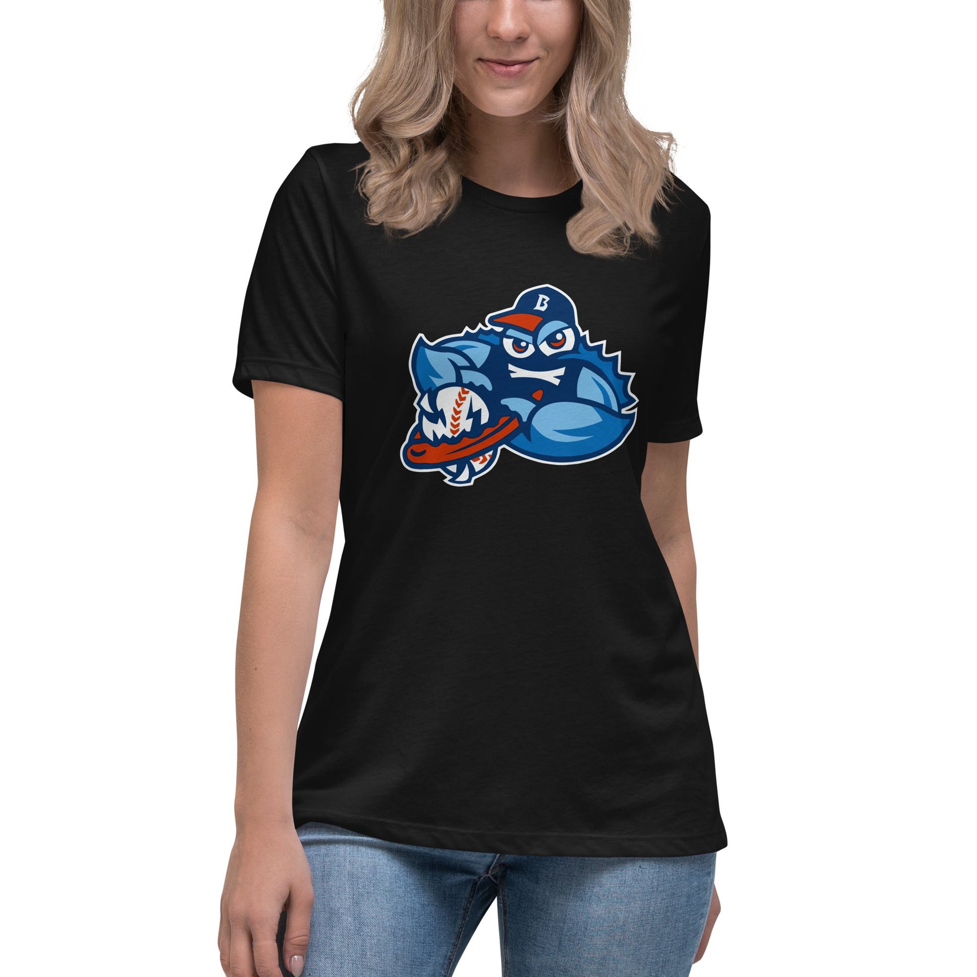 Performance | Women's Relaxed T Shirt | Bellport BlueClaws | Mascot Logo