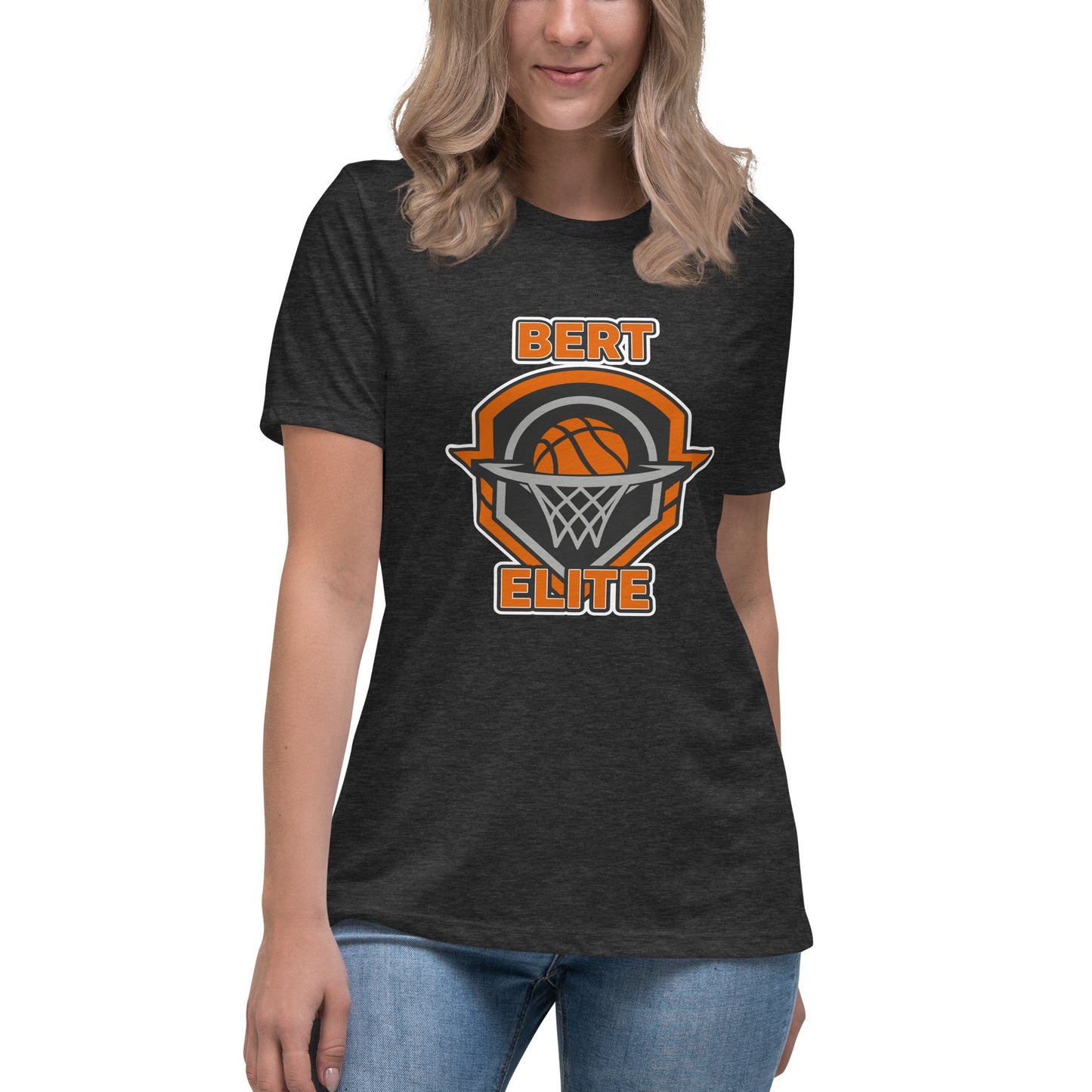 Performance | Women's Relaxed T Shirt | Bert Elite AAU | Hoop Badge Logo